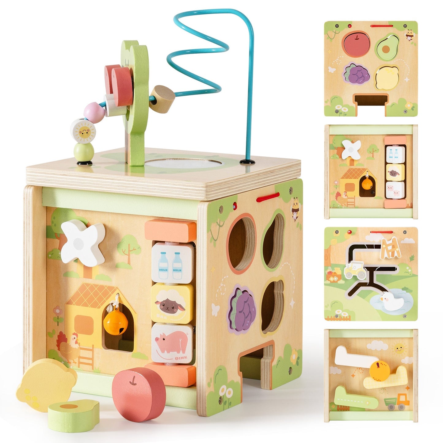 ROBUD Wooden Activity Cube - Little Bear Orchard