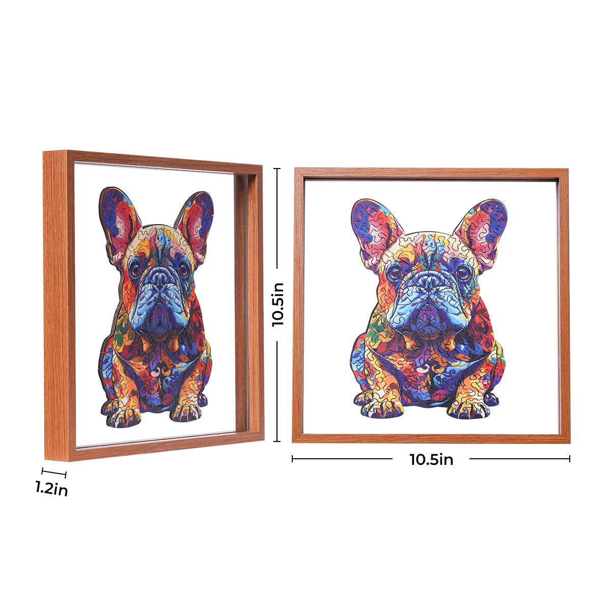 ROBOTIME French Bulldog Wooden Jigsaw Puzzle with Frame