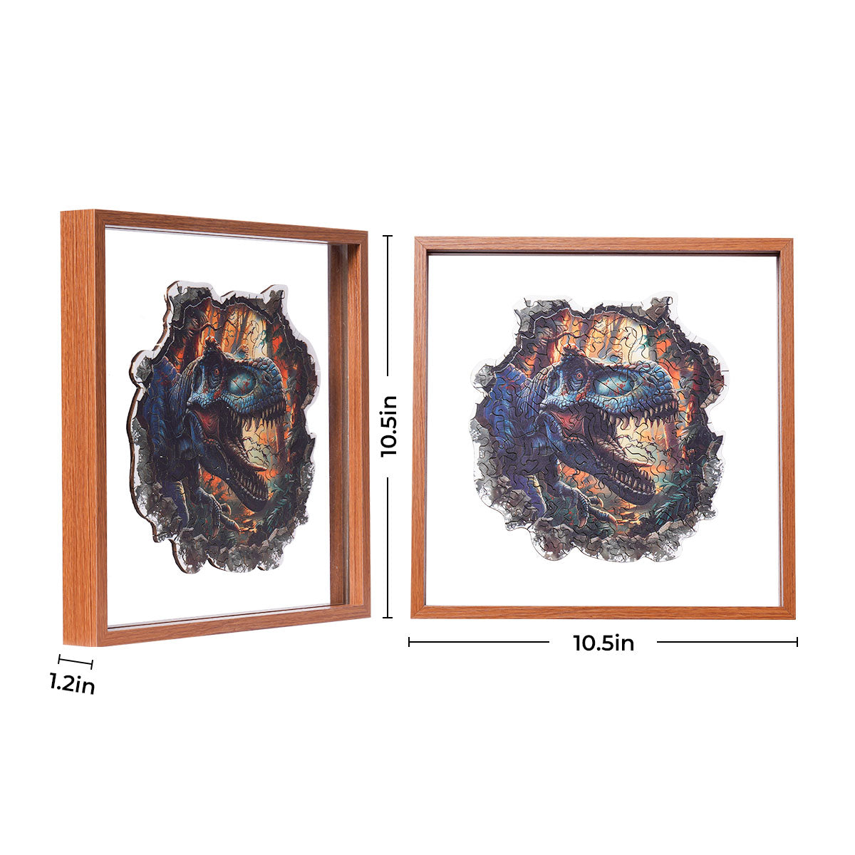 ROBOTIME Wall Breaking T-Rex Wooden Jigsaw Puzzle with Frame