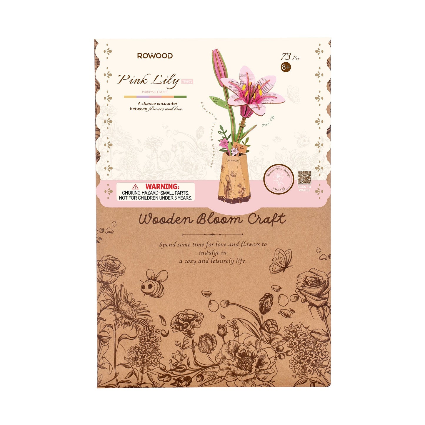 Rowood DIY Wooden Flower Pink Lily TW071