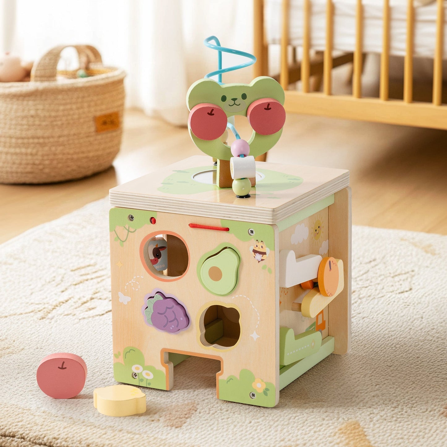 ROBUD Wooden Activity Cube - Little Bear Orchard