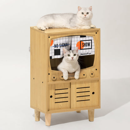Wooden TV Cat House & Condo