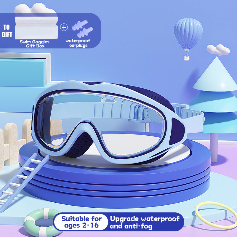 HD children's large frame waterproof and anti-fog swimming goggles