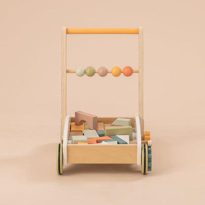 ROBUD Wooden Baby Push Walker Toy with Blocks WG189