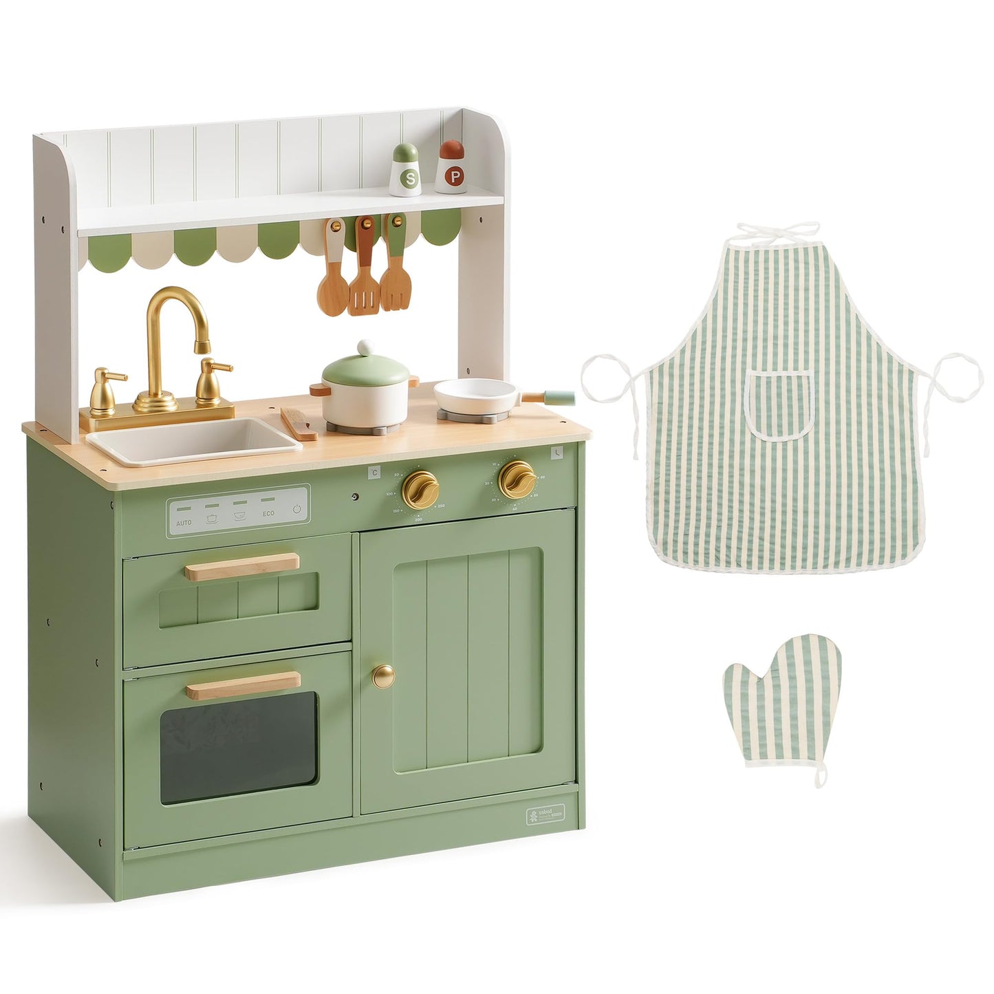 ROBUD Wooden  Kids Play Kitchen Set - Olivia Green