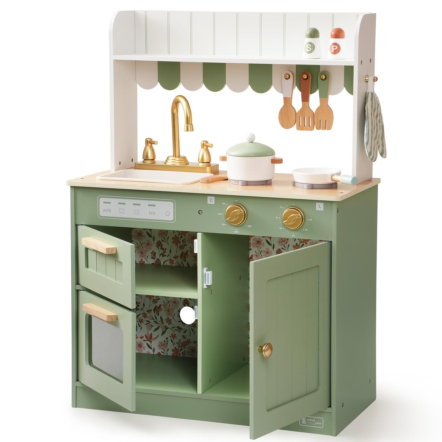 ROBUD Wooden  Kids Play Kitchen Set - Olivia Green