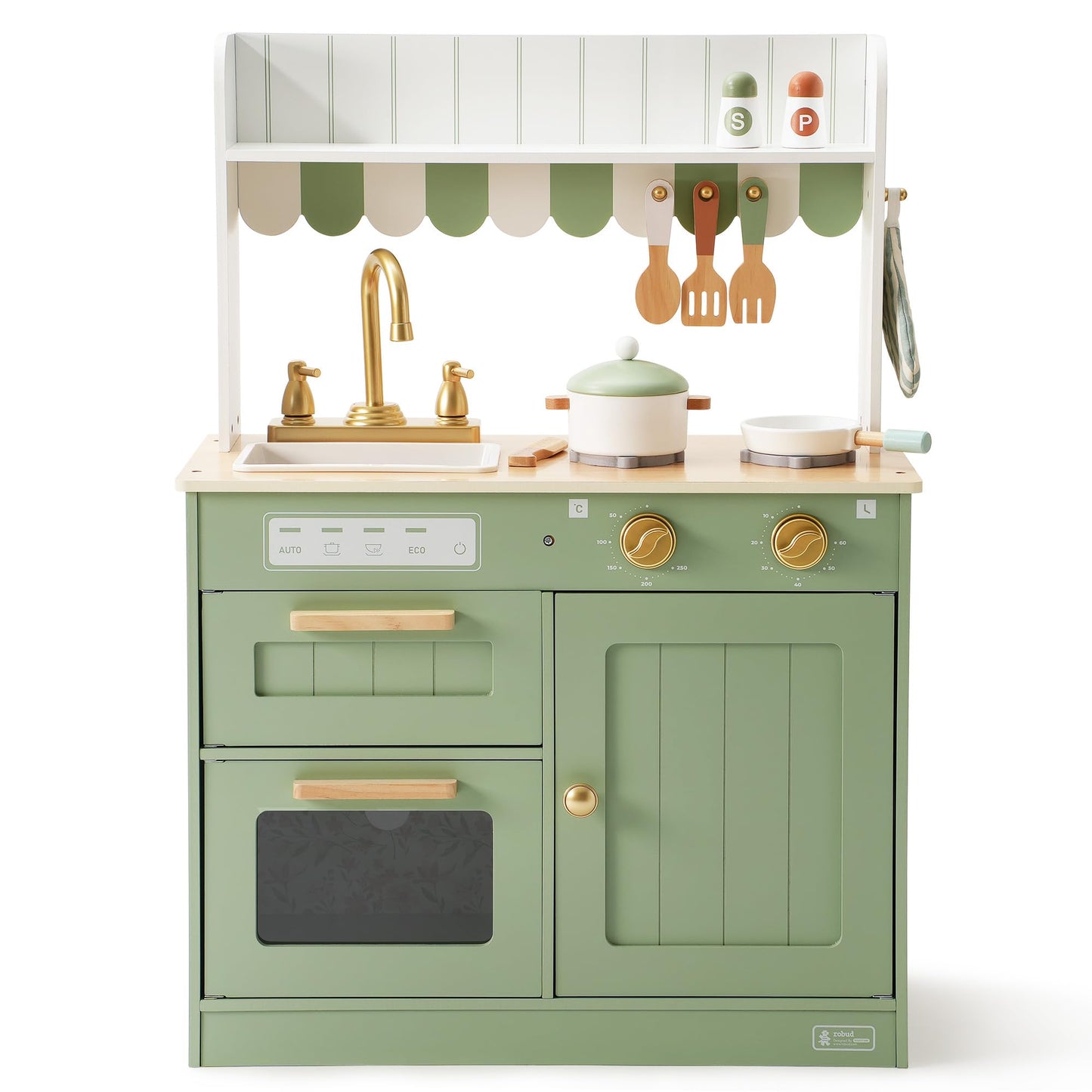 ROBUD Wooden  Kids Play Kitchen Set - Olivia Green