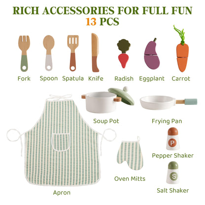 ROBUD Wooden  Kids Play Kitchen Set - Olivia Green