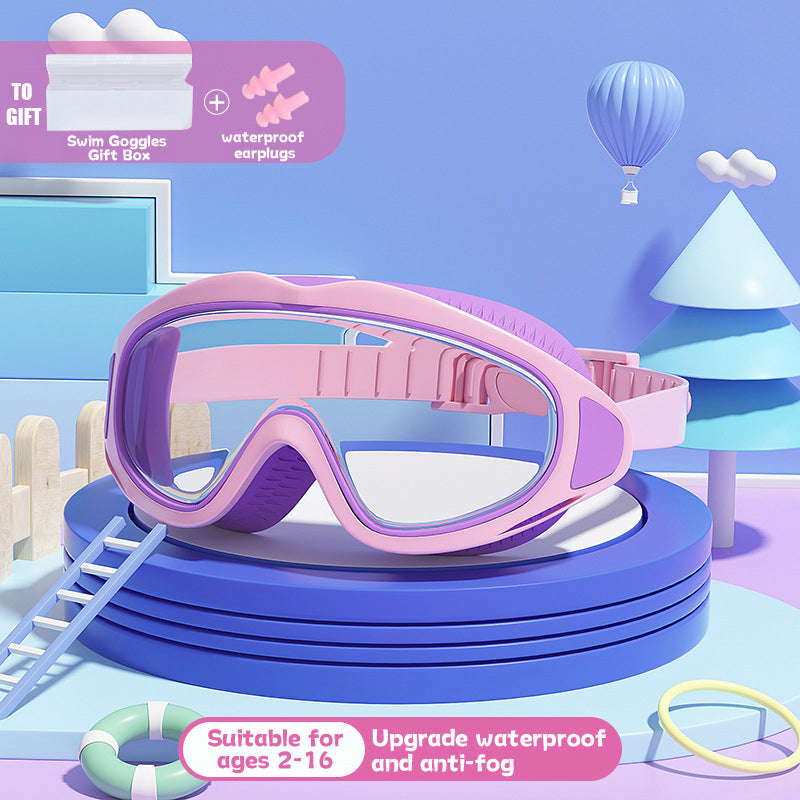 HD children's large frame waterproof and anti-fog swimming goggles