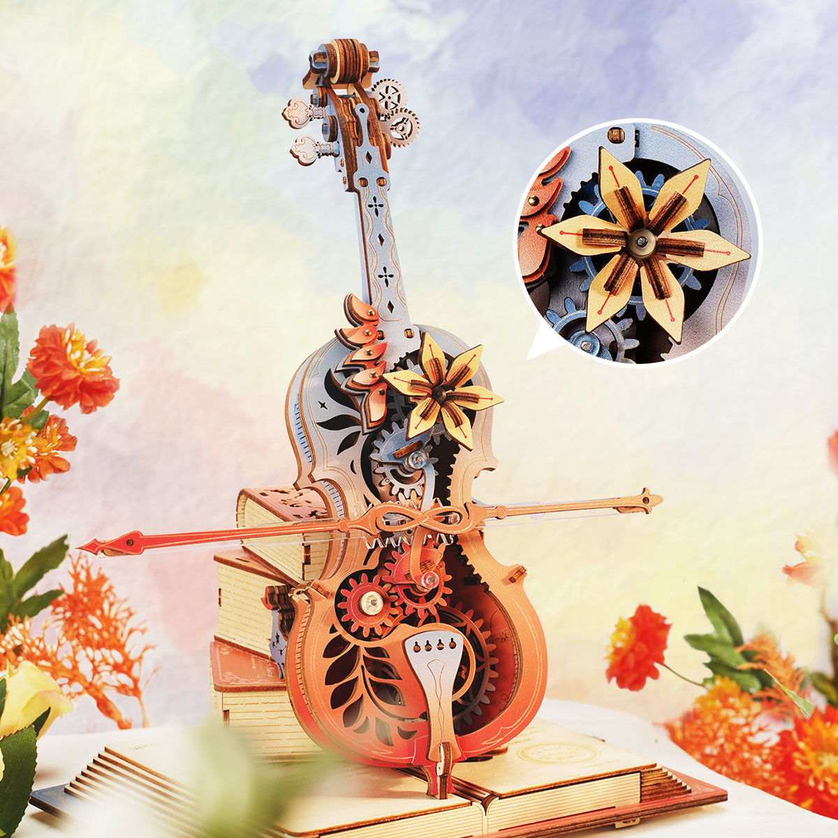 ROKR Magic Cello Mechanical Music Box 3D Wooden Puzzle AMK63