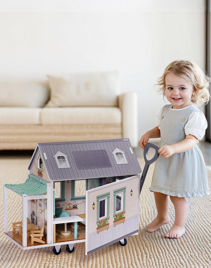 ROBUD Wooden Realistic Camper Van Dollhouse