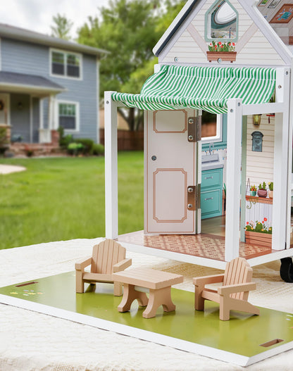 ROBUD Wooden Realistic Camper Van Dollhouse