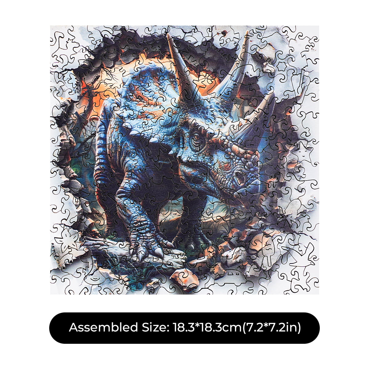 ROBOTIME Wall Breaking Triceratops Wooden Jigsaw Puzzle with Frame