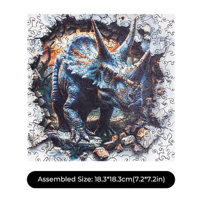 ROBOTIME Wall Breaking Triceratops Wooden Jigsaw Puzzle with Frame