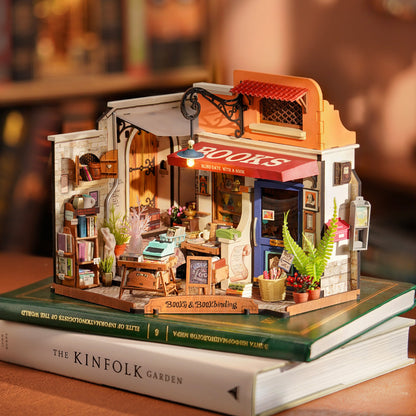 Rolife Corner Bookstore DIY Miniature House Kit DG164