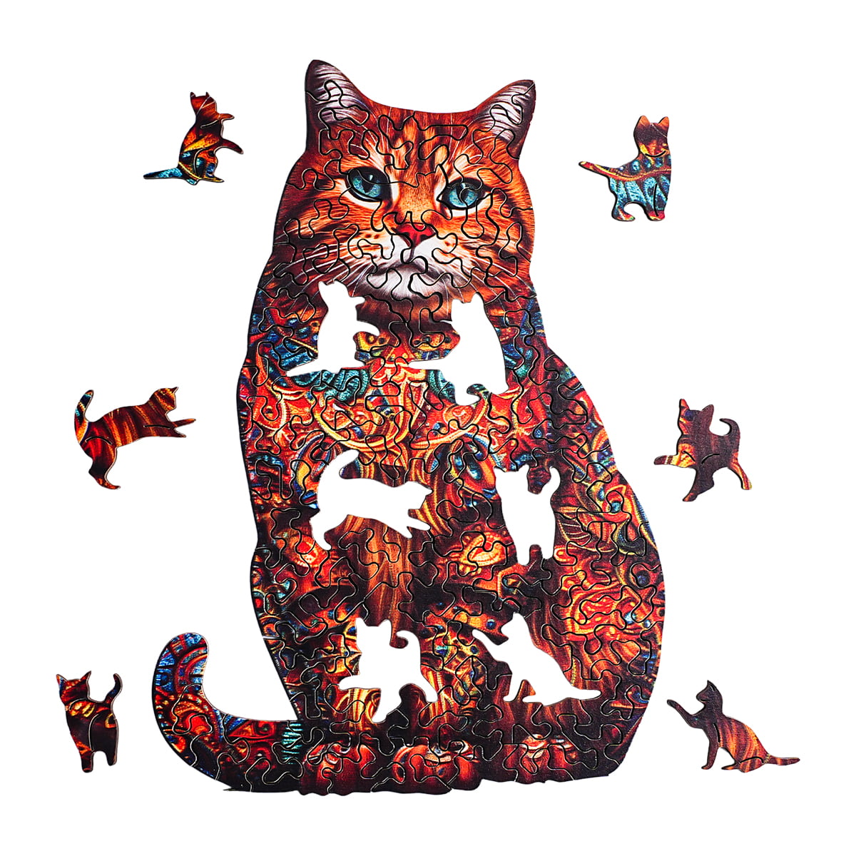 ROBOTIME Exotic Cat Wooden Jigsaw Puzzle with Frame
