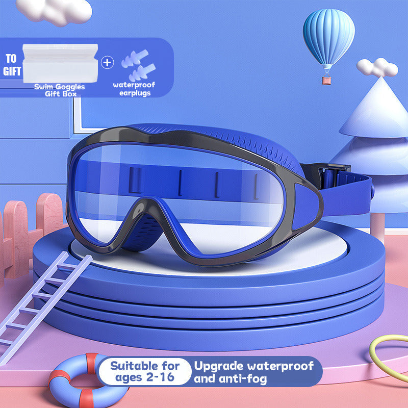 HD children's large frame waterproof and anti-fog swimming goggles