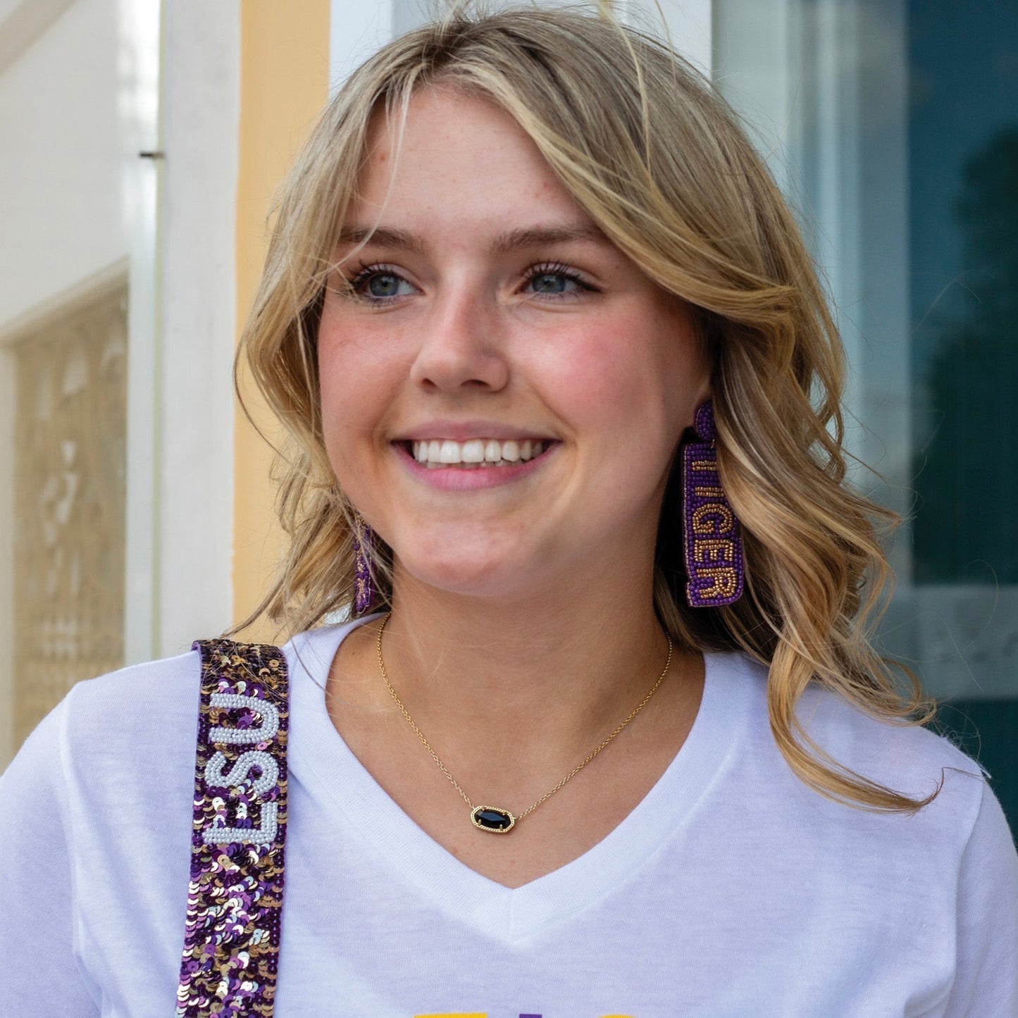 LSU Beaded Earrings