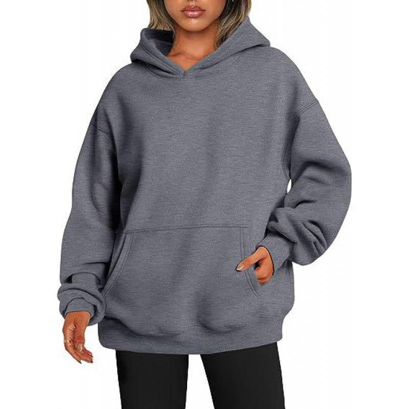 Basic Thick Solid Color Pullover Hoodie