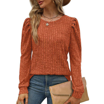 Women's Puff Sleeve Long Sleeve Crew Neck Knit Top