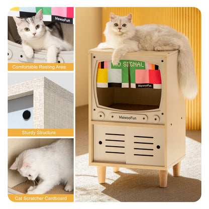 Wooden TV Cat House & Condo