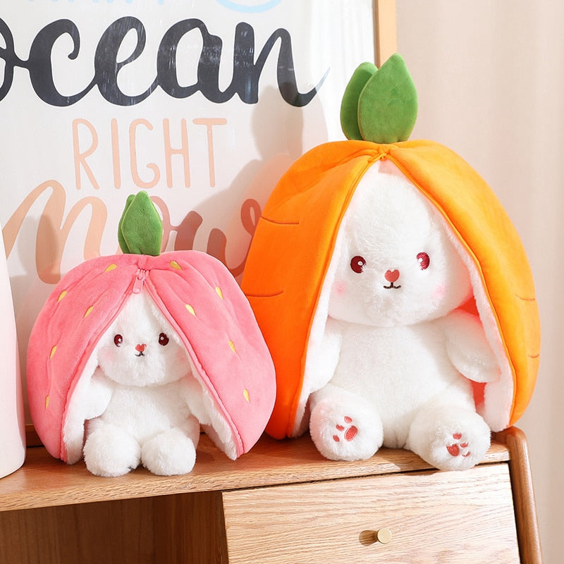 Transforming Bunny – Strawberry & Carrot Dual-Form Plush Toy