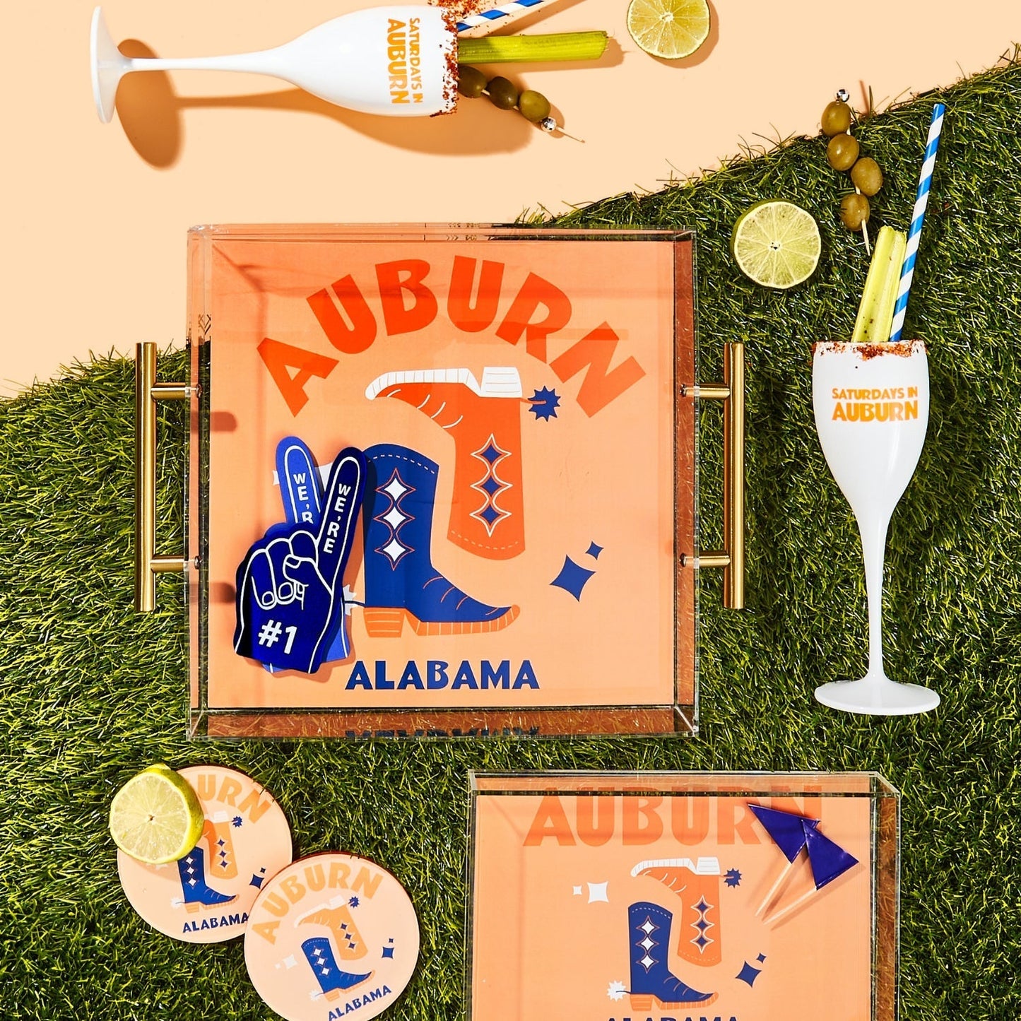 Auburn Kickoff College Town Acrylic Drink Coasters