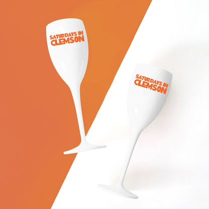 Clemson, College Town Saturdays Plastic Champagne Flutes, Set of 2
