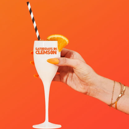 Clemson, College Town Saturdays Plastic Champagne Flutes, Set of 2