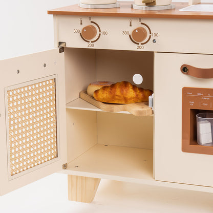 ROBUD Mocha Montessori Wooden Play Kitchen with Ice Dispenser