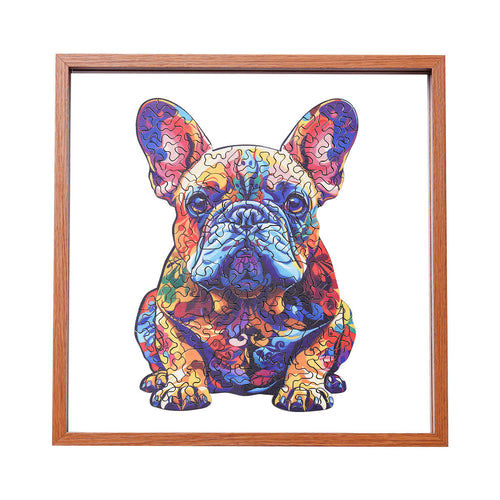 ROBOTIME French Bulldog Wooden Jigsaw Puzzle with Frame