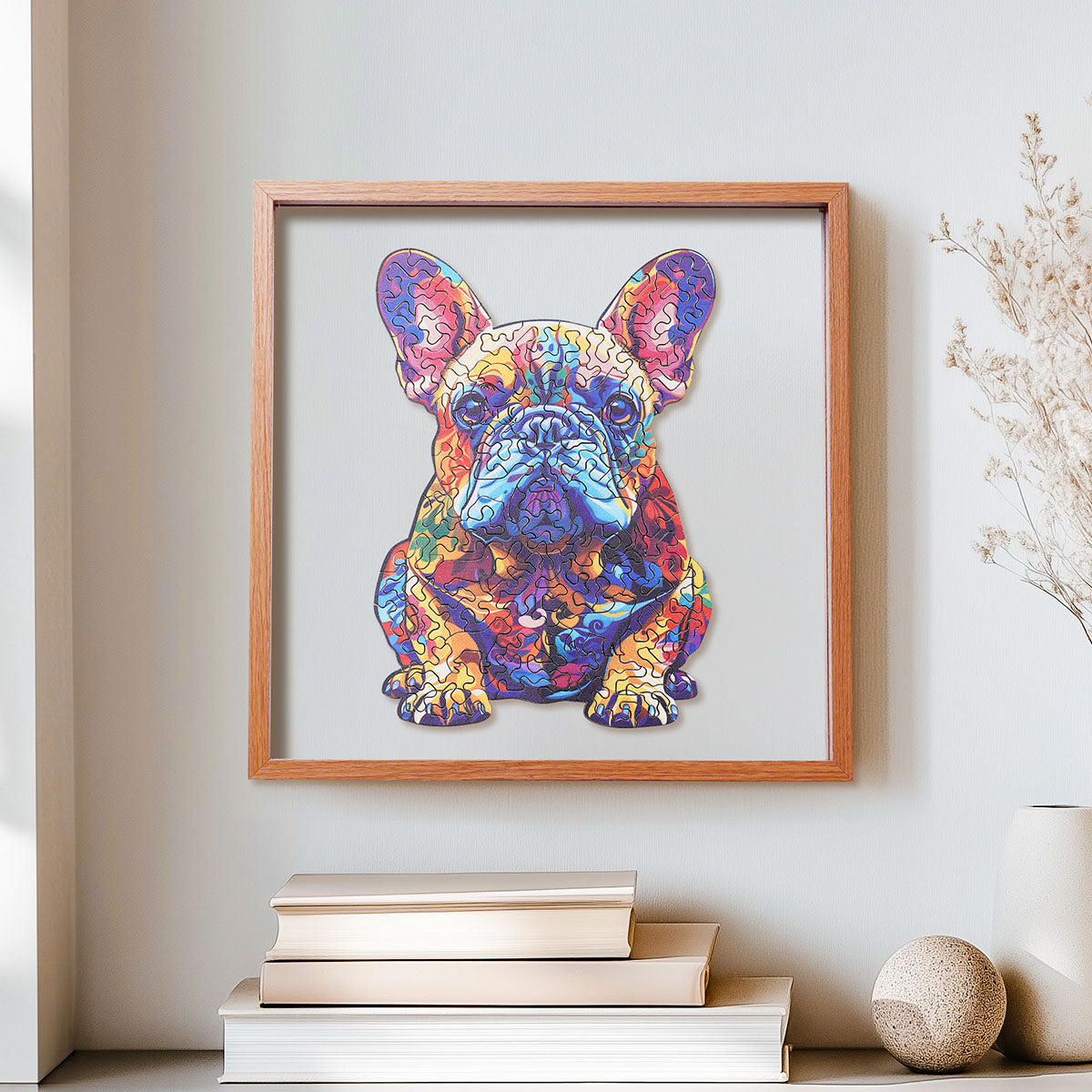 ROBOTIME French Bulldog Wooden Jigsaw Puzzle with Frame