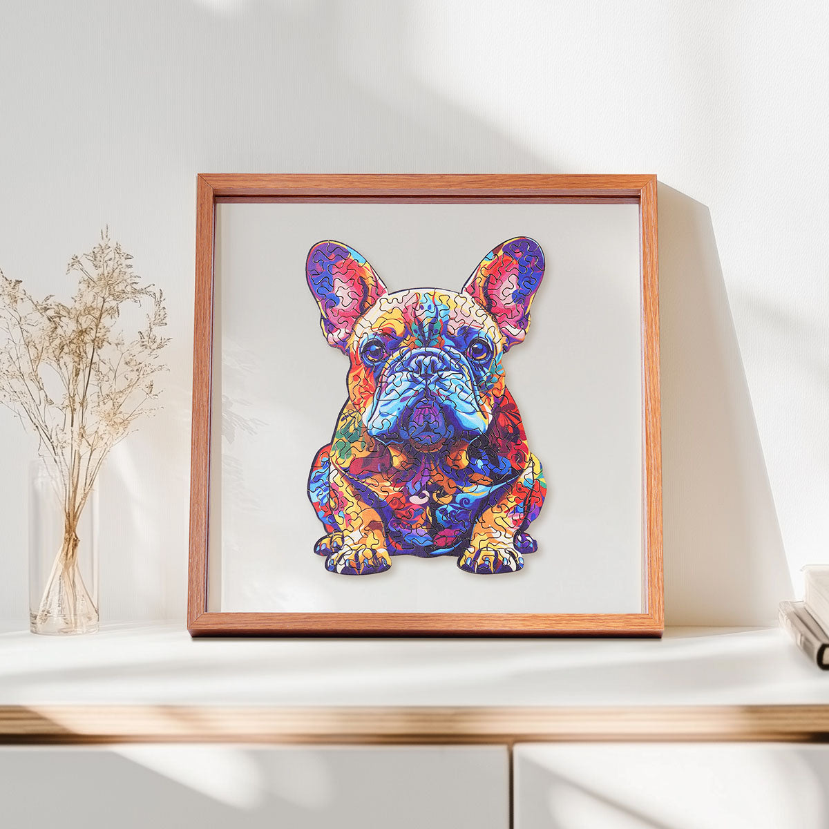 ROBOTIME French Bulldog Wooden Jigsaw Puzzle with Frame