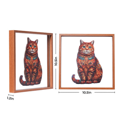 ROBOTIME Exotic Cat Wooden Jigsaw Puzzle with Frame