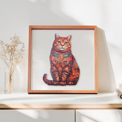 ROBOTIME Exotic Cat Wooden Jigsaw Puzzle with Frame