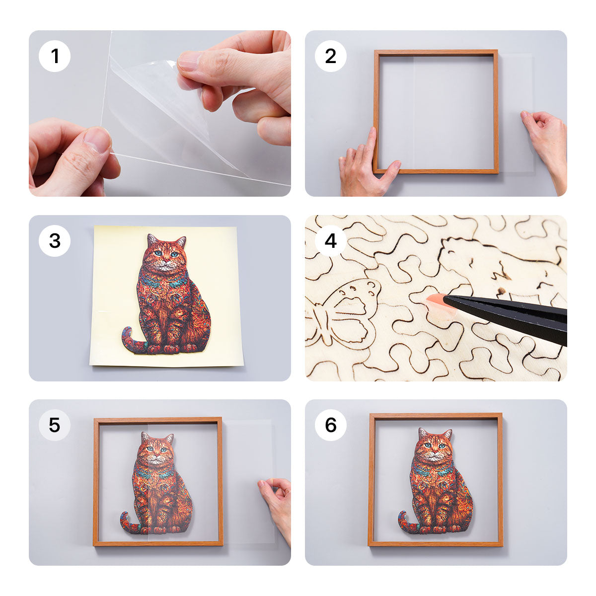 ROBOTIME Exotic Cat Wooden Jigsaw Puzzle with Frame