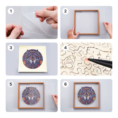 ROBOTIME Wolf in the Jungle Wooden Jigsaw Puzzle with Frame