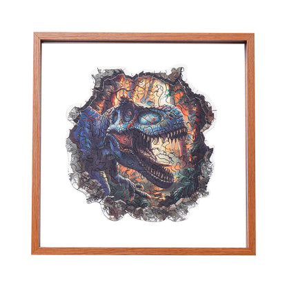 ROBOTIME Wall Breaking T-Rex Wooden Jigsaw Puzzle with Frame