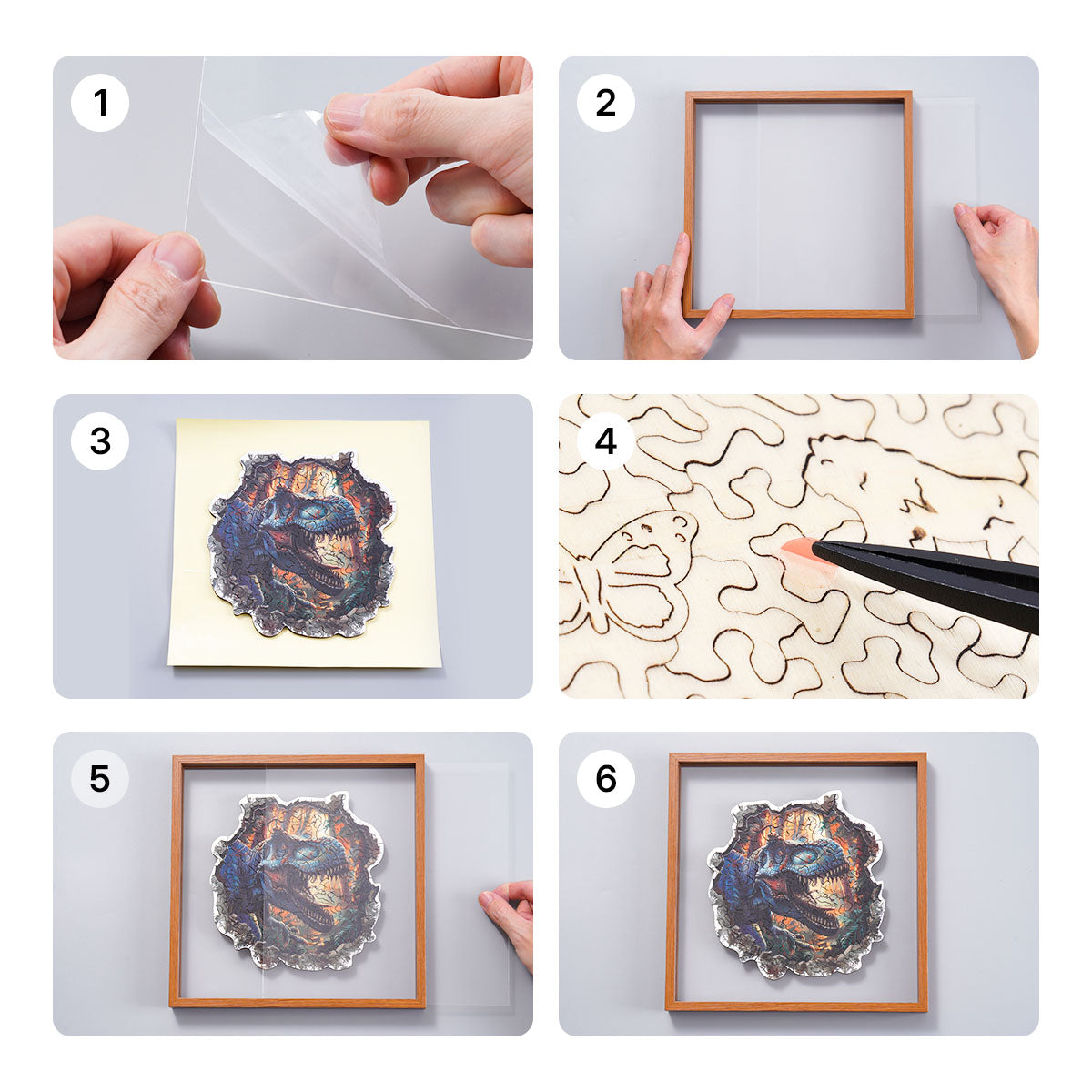 ROBOTIME Wall Breaking T-Rex Wooden Jigsaw Puzzle with Frame