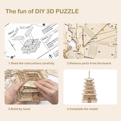 Rolife DIY Five-storied Pagoda 3D Wooden Puzzle TGN02