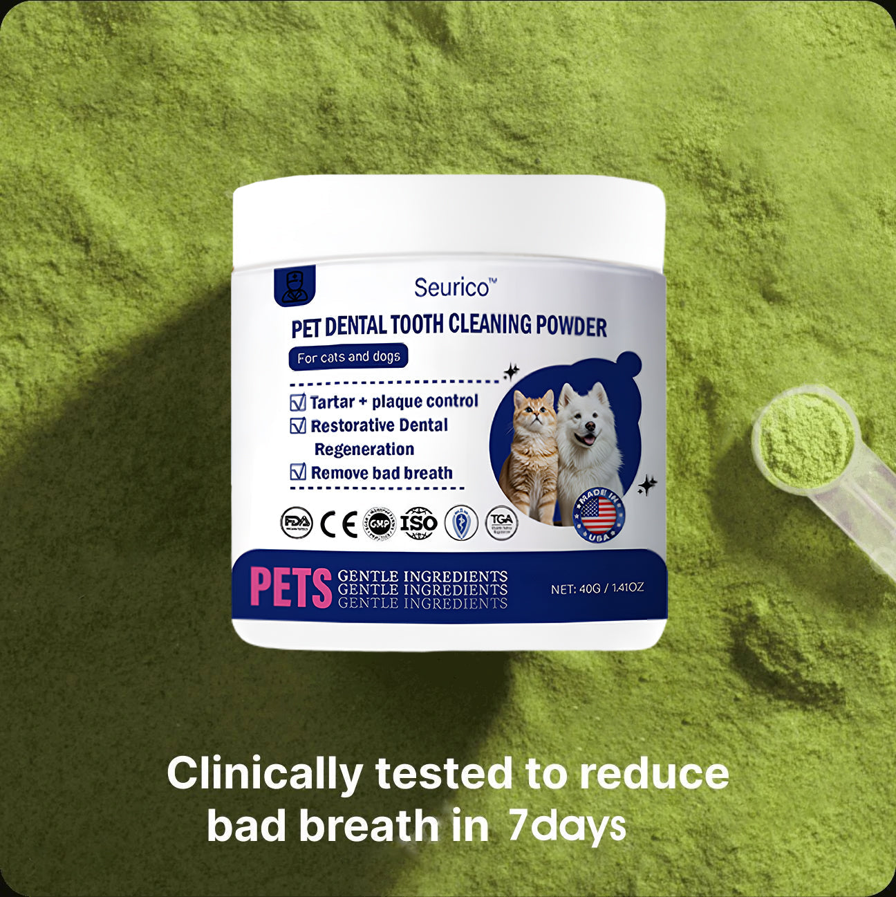(official Store】LastDay! 70% OFF! - Seurico™Pet Dental Powder -Freshen Breath,Regenerate Teeth &Remove Tartar(AVMARecommended for Cats &Dogs